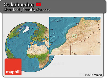 Satellite Location Map of Oukaïmeden