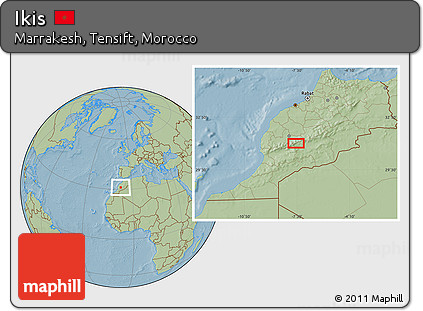 Savanna Style Location Map of Ikis, hill shading