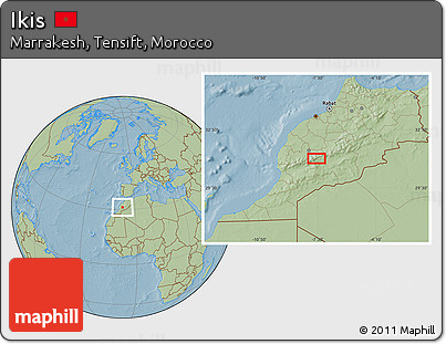 Savanna Style Location Map of Ikis, hill shading