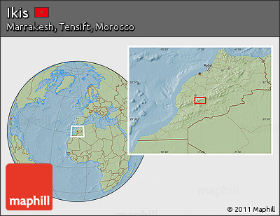 Savanna Style Location Map of Ikis, hill shading