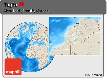 Shaded Relief Location Map of Tagfa