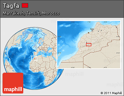 Shaded Relief Location Map of Tagfa