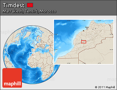 Shaded Relief Location Map of Timdest