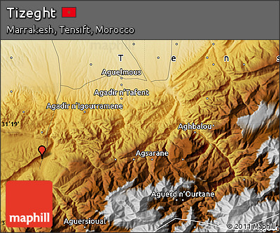 Physical Map of Tizeght