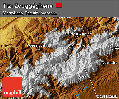 Physical Map of Tizi Zouggâghene