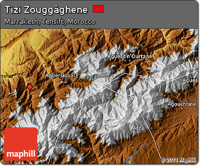 Physical Map of Tizi Zouggâghene