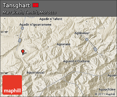 Shaded Relief Map of Tansghart
