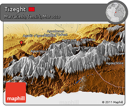 Physical Panoramic Map of Tizeght