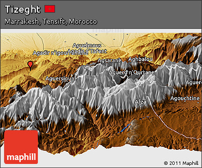Physical Panoramic Map of Tizeght