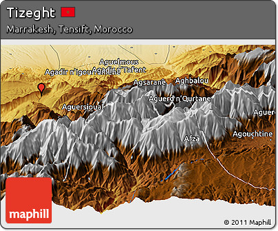 Physical Panoramic Map of Tizeght