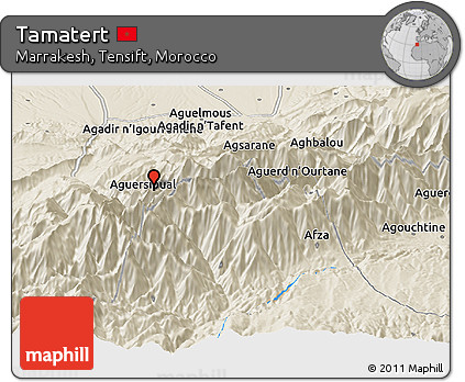 Shaded Relief Panoramic Map of Tamatert