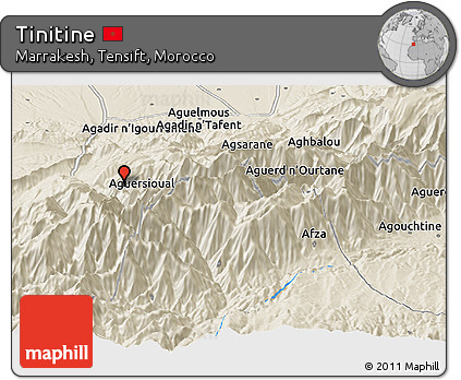 Shaded Relief Panoramic Map of Tinitine