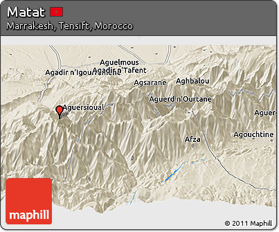 Shaded Relief Panoramic Map of Matat