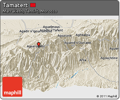 Shaded Relief Panoramic Map of Tamatert