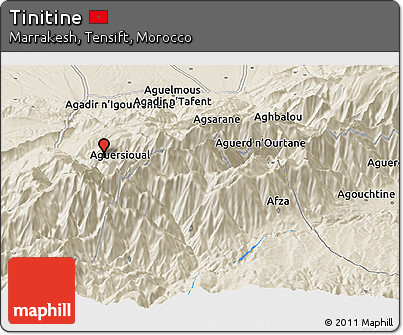 Shaded Relief Panoramic Map of Tinitine