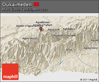 Shaded Relief Panoramic Map of Oukaïmeden