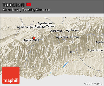 Shaded Relief Panoramic Map of Tamatert