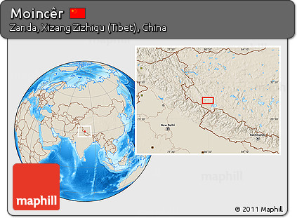 Shaded Relief Location Map of Moincêr