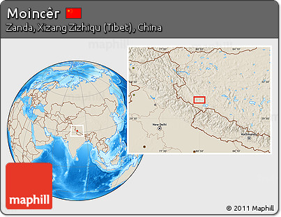 Shaded Relief Location Map of Moincêr