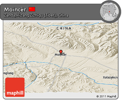 Shaded Relief Panoramic Map of Moincêr