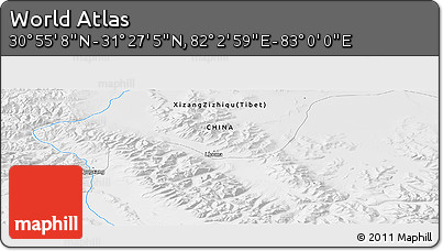 Physical Panoramic Map of the Area around 31° 11' 6" N, 82° 31' 30" E