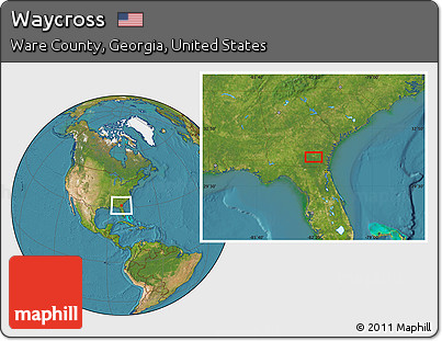 Satellite Location Map of Waycross