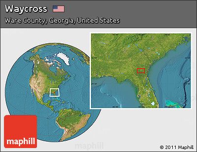 Satellite Location Map of Waycross
