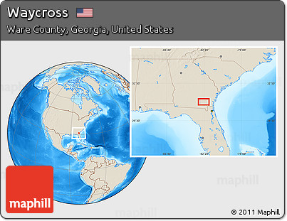 Shaded Relief Location Map of Waycross