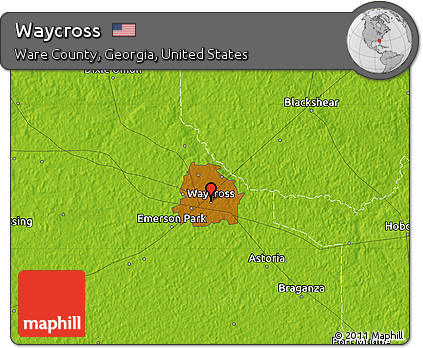 Physical Map of Waycross