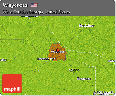 Physical Map of Waycross