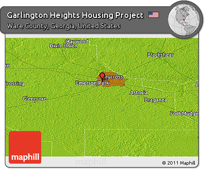 Physical Panoramic Map of Garlington Heights Housing Project