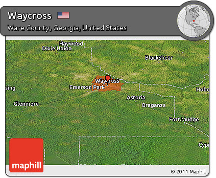 Satellite Panoramic Map of Waycross