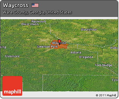 Satellite Panoramic Map of Waycross