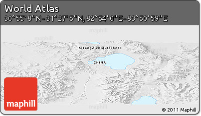 Physical Panoramic Map of the Area around 31° 11' 6" N, 83° 22' 30" E
