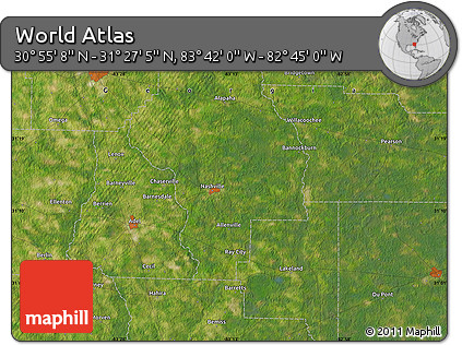 Satellite Map of the Area around 31° 11' 6" N, 83° 13' 29" W