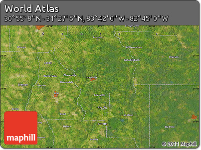 Satellite Map of the Area around 31° 11' 6" N, 83° 13' 29" W