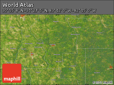 Satellite Map of the Area around 31° 11' 6" N, 83° 13' 29" W