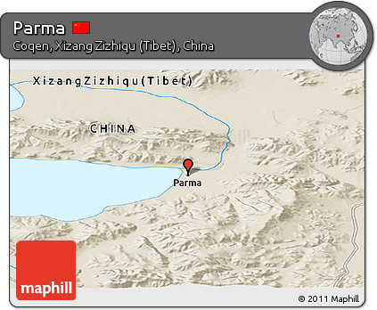 Shaded Relief Panoramic Map of Parma