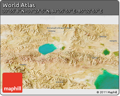 Satellite 3D Map of the Area around 31° 11' 6" N, 85° 4' 29" E