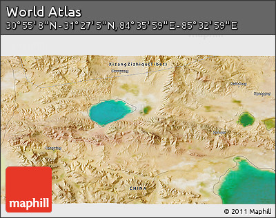 Satellite 3D Map of the Area around 31° 11' 6" N, 85° 4' 29" E