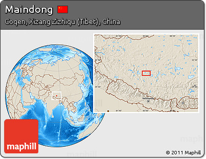 Shaded Relief Location Map of Maindong