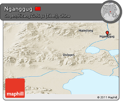 Shaded Relief Panoramic Map of Nganggug