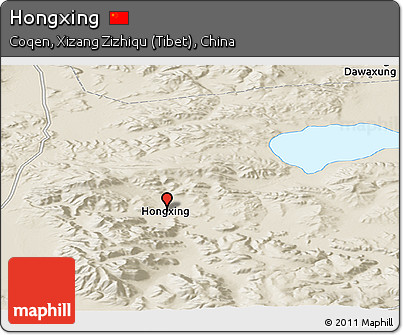 Shaded Relief Panoramic Map of Hongxing