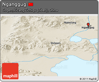 Shaded Relief Panoramic Map of Nganggug