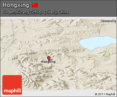 Shaded Relief Panoramic Map of Hongxing
