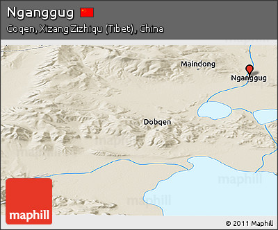 Shaded Relief Panoramic Map of Nganggug