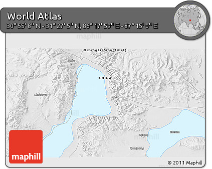 Physical 3D Map of the Area around 31° 11' 6" N, 86° 46' 30" E