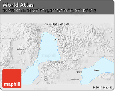 Physical 3D Map of the Area around 31° 11' 6" N, 86° 46' 30" E