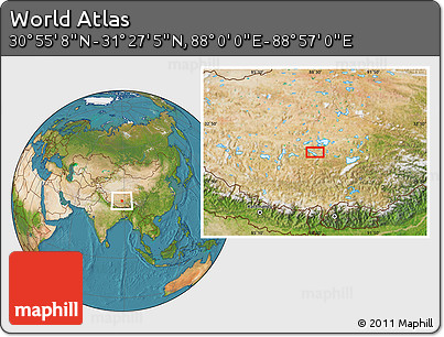 Satellite Location Map of the Area around 31° 11' 6" N, 88° 28' 29" E