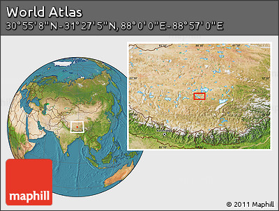 Satellite Location Map of the Area around 31° 11' 6" N, 88° 28' 29" E